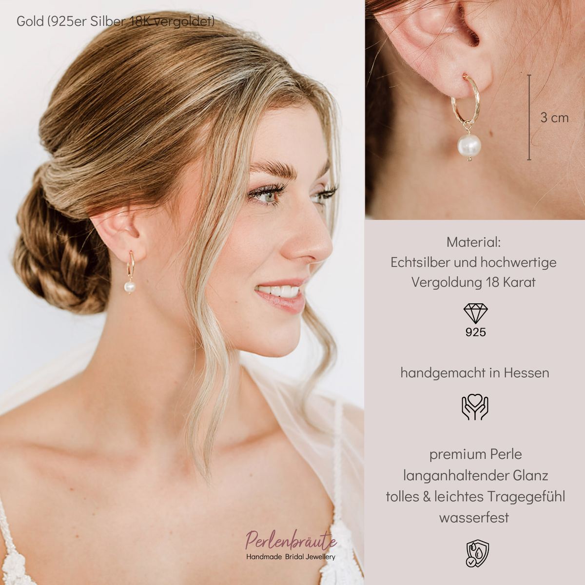 Holly | Brautohrringe mit abnehmbarer Perle