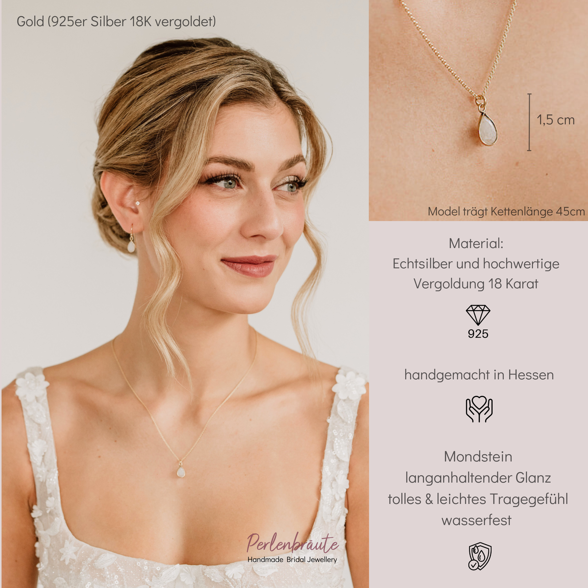 Juna | Braut Halskette mit Mondstein
