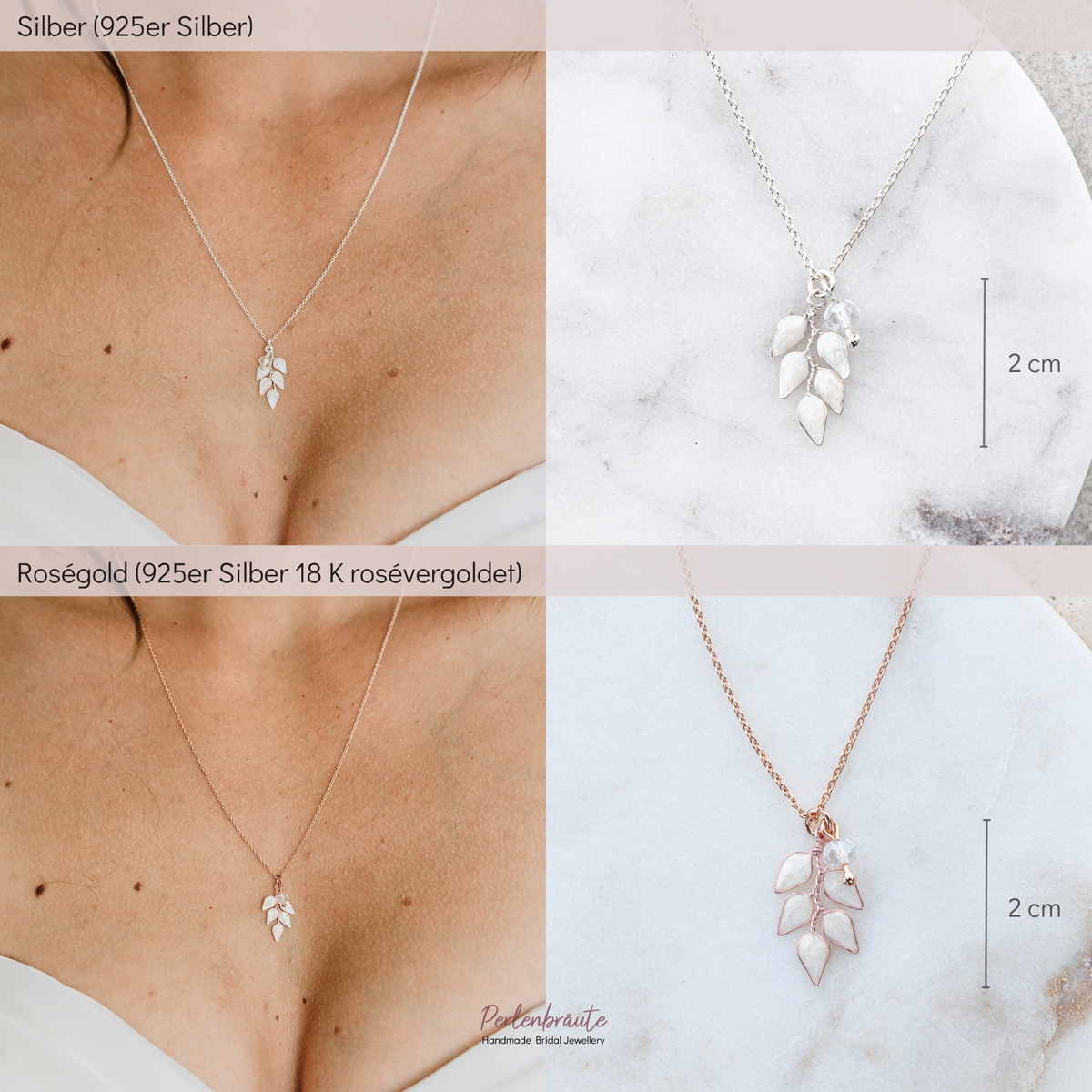 Lana | Halskette Braut mit Blatt ivory