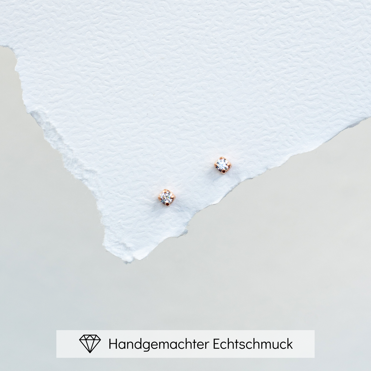 Brautohrstecker Sanna aus 925 Sterlingsilber 18K rosévergoldet mit Zirkonia Kristall, handgefertigt
