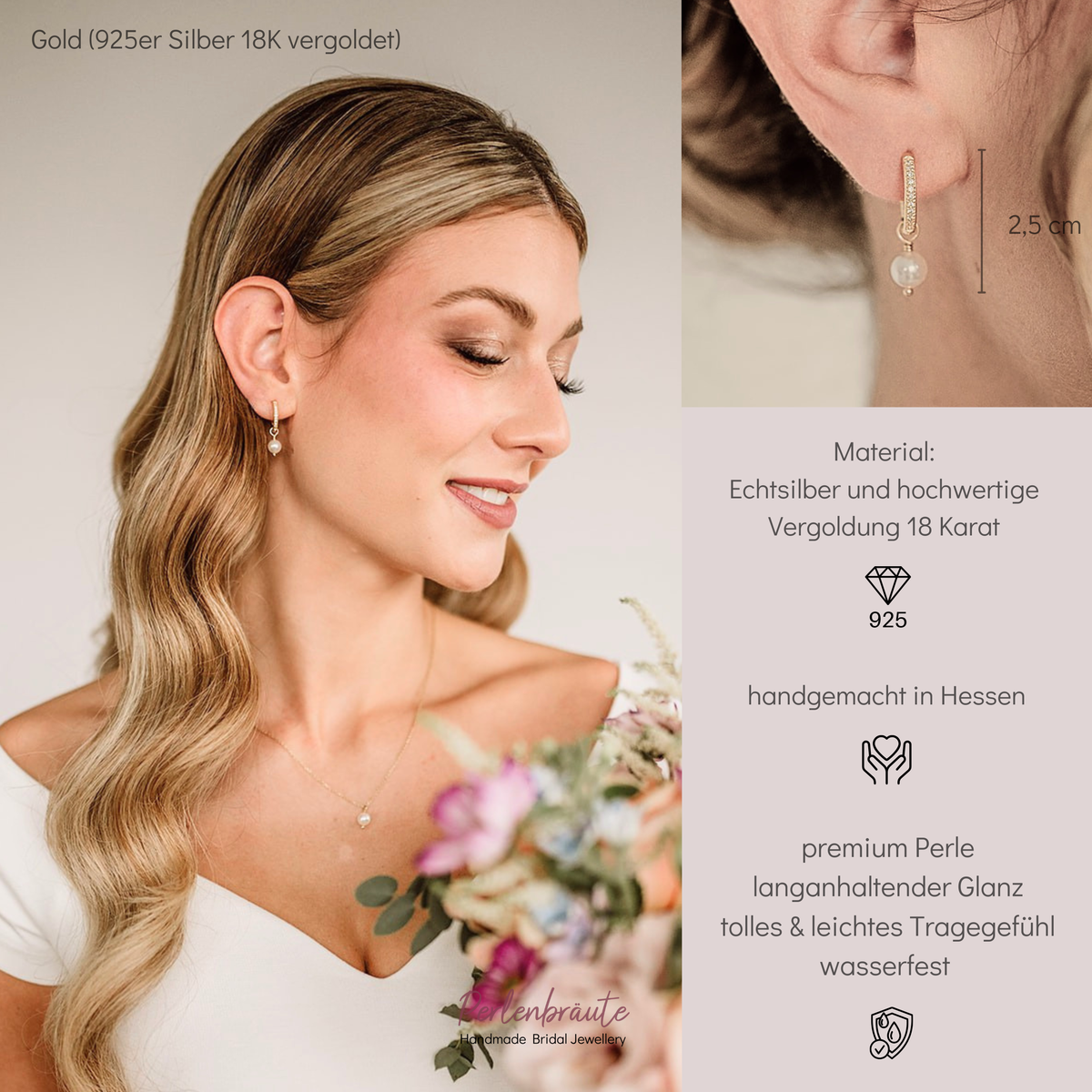 Anni | Brautohrringe mit Perle & Zirkonia