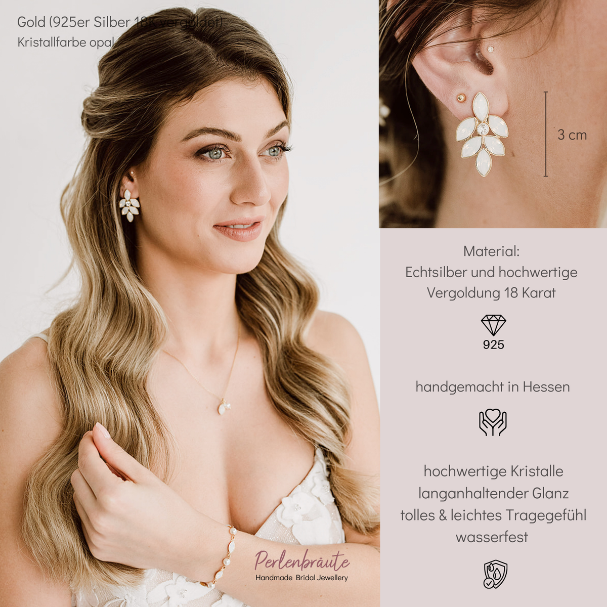Lisbeth | Ohrringe Hochzeit mit Kristallen