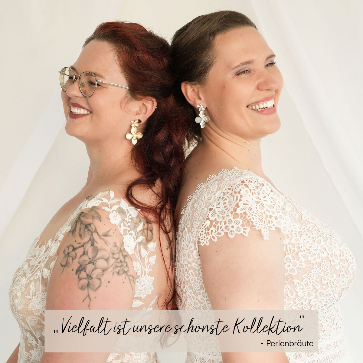 Ohrringe Vika im Vergleich an zwei Braut Models in Gold und Silber